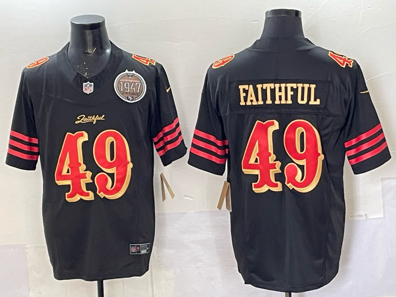 Men San Francisco 49ers #49 Faithful black 2025 Nike NFL Jersey 004